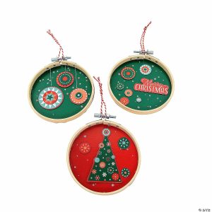 Ornament Crafts |  Embroidery Hoop Christmas Ornament Craft Kit – Makes 6 Adult Crafts Ornament Crafts