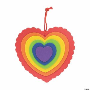 Ornament Crafts |  Layered Rainbow Heart Ornament Craft Kit – Makes 12 Crafts for Kids Ornament Crafts