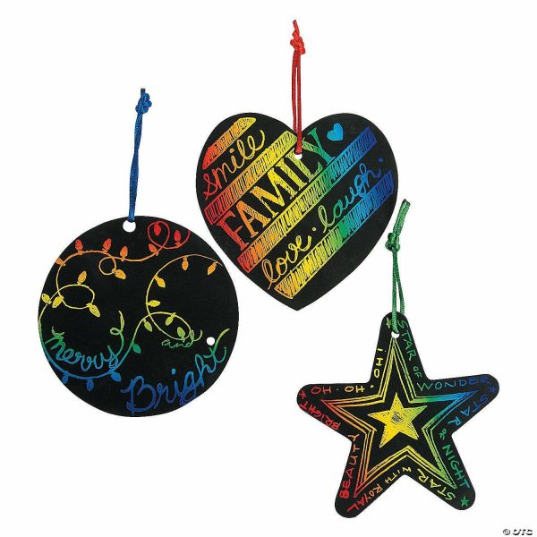 Ornament Crafts |  Magic Color Scratch Christmas Ornaments – 24 Pc. Crafts for Kids Ornament Crafts