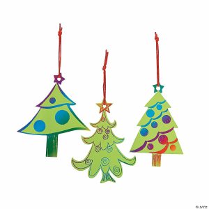 Ornament Crafts |  Magic Color Scratch Green Christmas Tree Ornaments – 24 Pc. Crafts for Kids Ornament Crafts