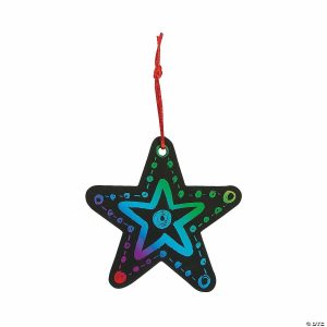 Ornament Crafts |  Magic Color Scratch Star Christmas Ornaments – 24 Pc. Crafts for Kids Ornament Crafts