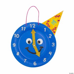 Paper Plate Crafts |  Paper Plate New Year Clock Sign Craft Kit – Makes 12 Crafts for Kids Paper Plate Crafts