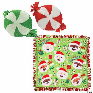 Pillow Crafts |  Christmas Fleece Pillow & Throw Craft Kit Assortment – Makes 12 Crafts for Kids Pillow Crafts