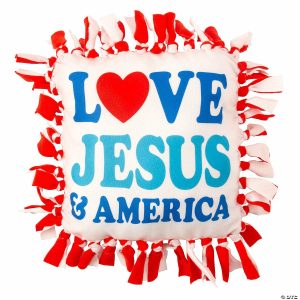 Pillow Crafts |  Love Jesus & America Fleece Tied Pillow Craft Kit – Makes 6 Crafts for Kids Pillow Crafts