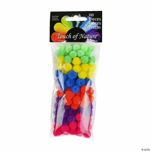 Poms & Chenille Stems |  Bulk 100 Pc. Touch of Nature® Itty Bitty Bold Pom-Poms Craft Supplies Poms & Chenille Stems