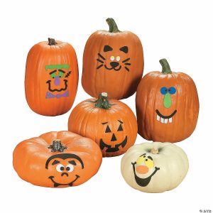 Pumpkin Decorating Kits |  1″ – 4 1 2″ Bulk 50 Pc. Silly Pumpkin Faces Foam Decorating Kit Crafts for Kids Pumpkin Decorating Kits