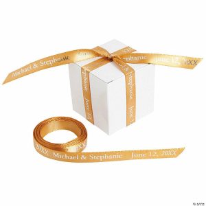 Ribbon |  3/8″ – Gold Personalized Ribbon – 25 ft. Craft Supplies Ribbon