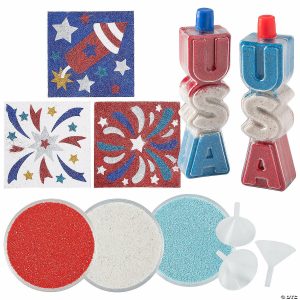 Sand Art |  Patriotic Sand Art Craft Kit Assortment – Makes 24 Crafts for Kids Sand Art