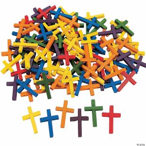 Senior Crafts |  1 3/4″ Bulk 100 Pc. Classic Wonderful Wood Cross Solid Color Beads Craft & Hobby Supplies Senior Crafts