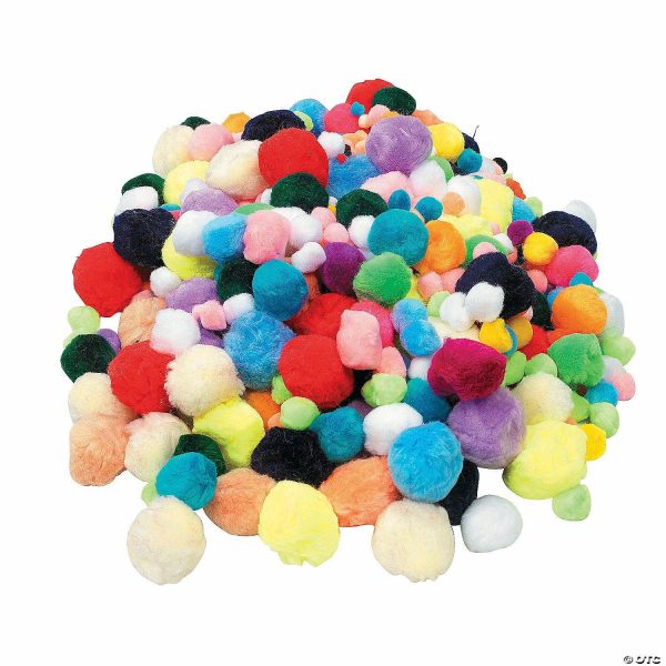 Senior Crafts |  1/4″ – 2″ Bulk 550 Pc. 1 Lb. of Multicolored Acrylic Pom-Poms Craft & Hobby Supplies Senior Crafts