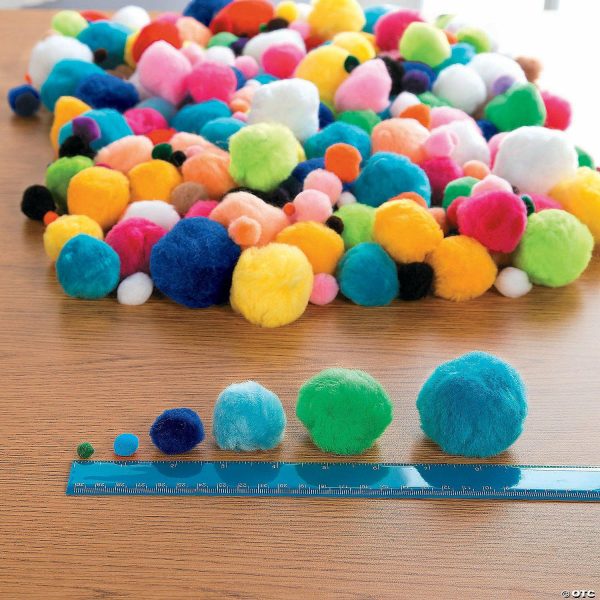 Senior Crafts |  1/4″ – 2″ Bulk 550 Pc. 1 Lb. of Multicolored Acrylic Pom-Poms Craft & Hobby Supplies Senior Crafts