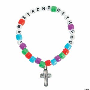 Senior Crafts |  15″ I Am Strong with God Pony Bead Bracelet Craft Kit – Makes 12 Craft & Hobby Supplies Senior Crafts