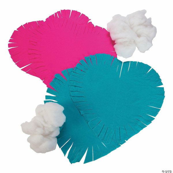 Senior Crafts |  17″ Fleece Pink & Blue Heart-Shaped Tied Pillow Craft Kit – Makes 6 Craft & Hobby Supplies Senior Crafts