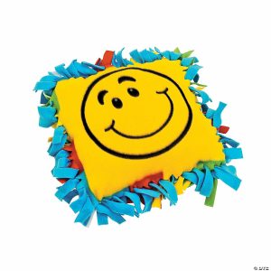 Senior Crafts |  20″ Fleece Yellow Smile Face Tied Pillow Craft Kits – Makes 6 Craft & Hobby Supplies Senior Crafts