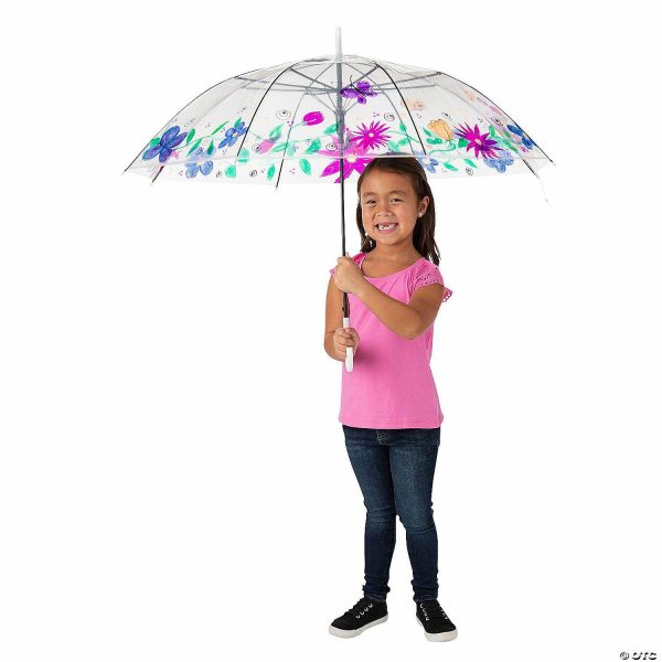 Senior Crafts |  28″ x 37″ Decorate Your Own Clear Plastic Umbrellas – 6 Pc. Craft & Hobby Supplies Senior Crafts