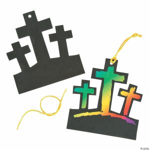 Senior Crafts |  3 Crosses Magic Color Scratch Ornaments – 24 Pc. Craft & Hobby Supplies Senior Crafts