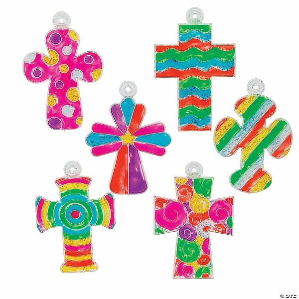 Senior Crafts |  3″ x 4 1 4″ Religious Cross Suncatchers Craft Activities – 24 Pc. Craft & Hobby Supplies Senior Crafts