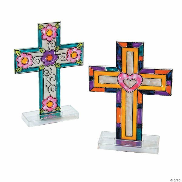 Senior Crafts |  4 1/4″ x 5 7 8″ Cross-Shaped Plastic Suncatchers with Stand – 12 Pc. Craft & Hobby Supplies Senior Crafts