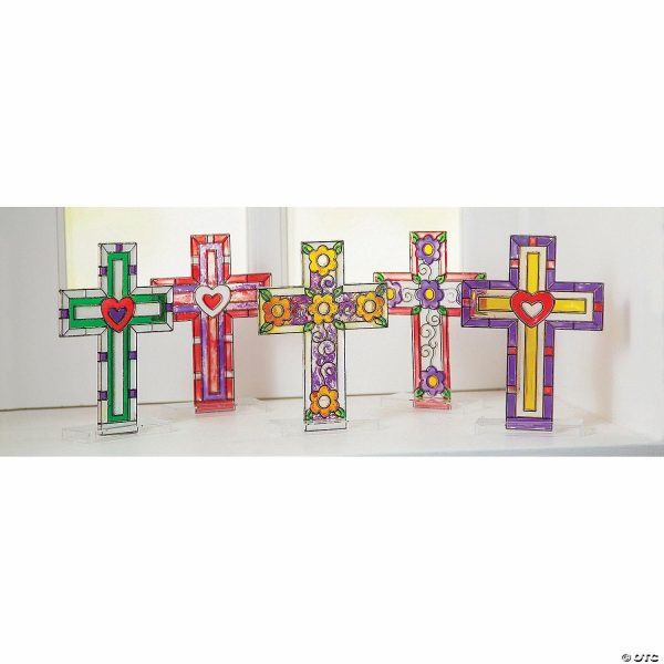 Senior Crafts |  4 1/4″ x 5 7 8″ Cross-Shaped Plastic Suncatchers with Stand – 12 Pc. Craft & Hobby Supplies Senior Crafts