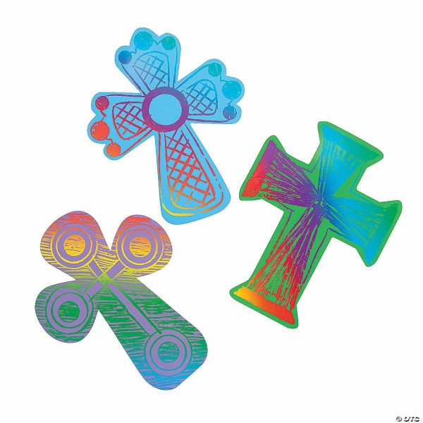 Senior Crafts |  4″ Religious Bright Colors Magic Color Scratch Crosses – 24 Pc. Craft & Hobby Supplies Senior Crafts