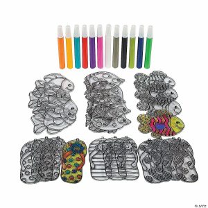 Senior Crafts |  4″ Tropical Plastic Suncatchers with Paint Tubes Kit – Makes 24 Craft & Hobby Supplies Senior Crafts