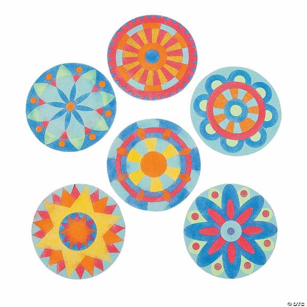 Senior Crafts |  5″ Mandala Circle Sand Art Self-Adhesive Cardboard Pictures – 24 Pc. Craft & Hobby Supplies Senior Crafts