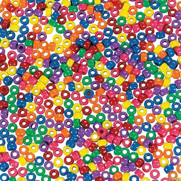 Senior Crafts |  6mm 1 lb. Mega Bulk 2000 Pc. Opaque Solid Color Plastic Pony Beads Craft & Hobby Supplies Senior Crafts