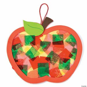 Senior Crafts |  8 1/2″ Multicolored Apple Tissue Paper Sign Craft Kit- Makes 12 Craft & Hobby Supplies Senior Crafts