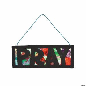 Senior Crafts |  8 1/2″ x 3 1 4″ Pray Colorful Tissue Paper Acetate Sign Craft Kit – Makes 12 Craft & Hobby Supplies Senior Crafts