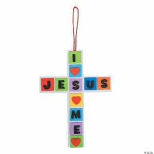 Senior Crafts |  8 3/4″ I Love Jesus, Jesus Loves Me Cross Foam Craft Kit – Makes 12 Craft & Hobby Supplies Senior Crafts