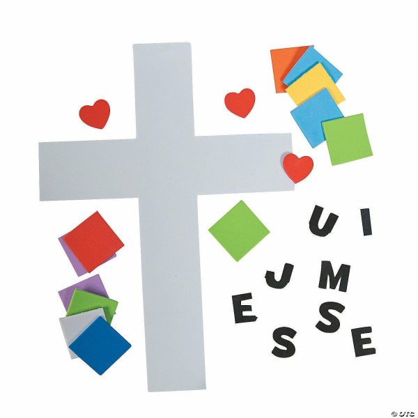 Senior Crafts |  8 3/4″ I Love Jesus, Jesus Loves Me Cross Foam Craft Kit – Makes 12 Craft & Hobby Supplies Senior Crafts