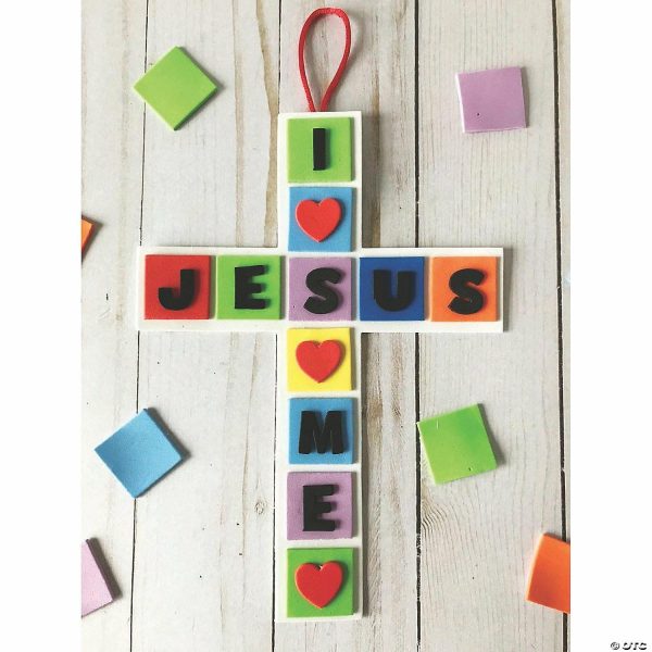 Senior Crafts |  8 3/4″ I Love Jesus, Jesus Loves Me Cross Foam Craft Kit – Makes 12 Craft & Hobby Supplies Senior Crafts