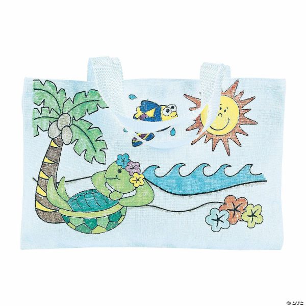 Senior Crafts |  9 1/2″ x 7″ Color Your Own Large Tropical Canvas Tote Bags – 12 Pc. Craft & Hobby Supplies Senior Crafts