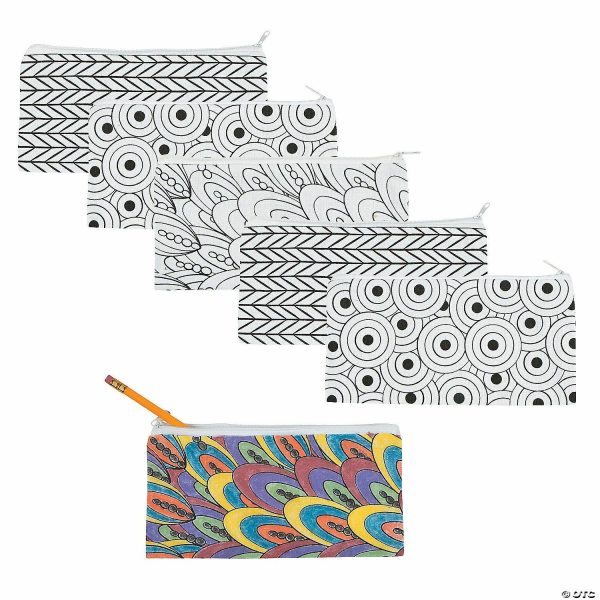 Senior Crafts |  Bulk 48 Pc. Color Your Own Canvas Doodle Pencil Cases Craft & Hobby Supplies Senior Crafts