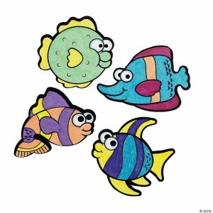 Senior Crafts |  Color Your Own Fuzzy Fish Magnets – 12 Pc. Craft & Hobby Supplies Senior Crafts