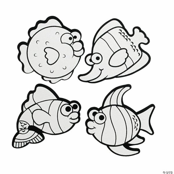 Senior Crafts |  Color Your Own Fuzzy Fish Magnets – 12 Pc. Craft & Hobby Supplies Senior Crafts