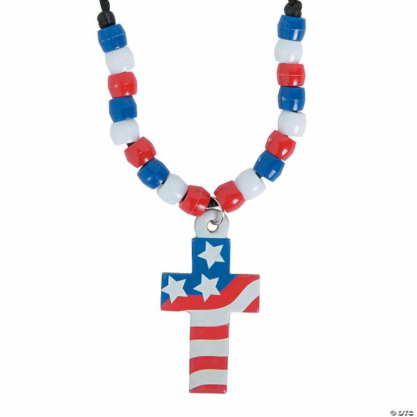 Senior Crafts |  Cross with American Flag Necklace Craft Kit – Makes 12 Craft & Hobby Supplies Senior Crafts