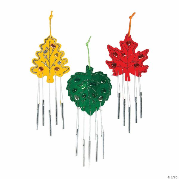 Senior Crafts |  DIY Unfinished Wood Leaf-Shaped Wind Chimes – 12 Pc. Craft & Hobby Supplies Senior Crafts