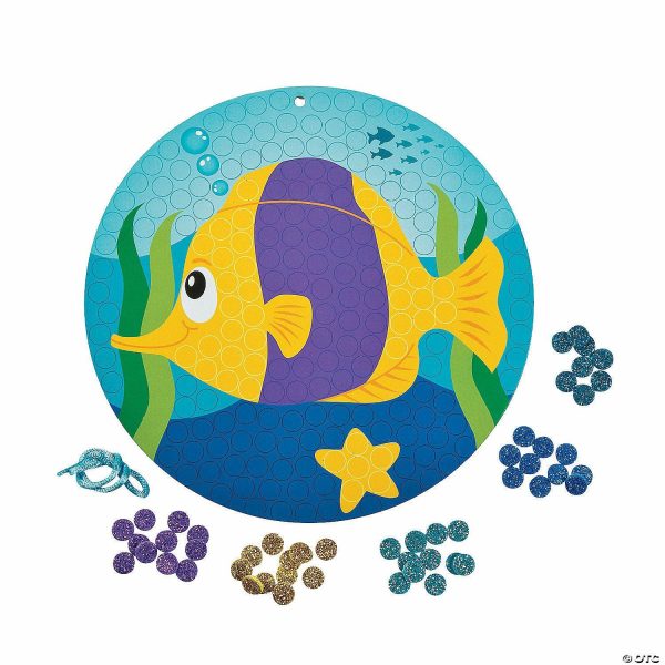 Senior Crafts |  Fish Glitter Mosaic Foam Craft Kit – Makes 12 Craft & Hobby Supplies Senior Crafts