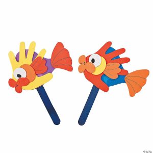 Senior Crafts |  Handprint Fish Puppet Craft Kit – Makes 12 Craft & Hobby Supplies Senior Crafts