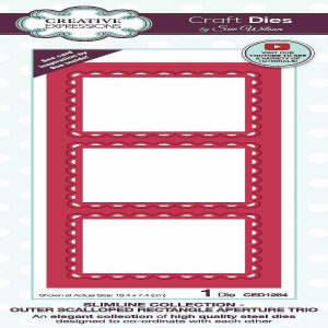 Stencils |  Creative Expressions Sue Wilson Slimline Outer Scalloped Rectangle Aperture Trio Craft Die Craft Supplies Stencils