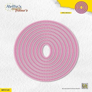 Stencils |  Nellie’s Choice Multi Frame Die  Double Stitchlines Oval Craft Supplies Stencils