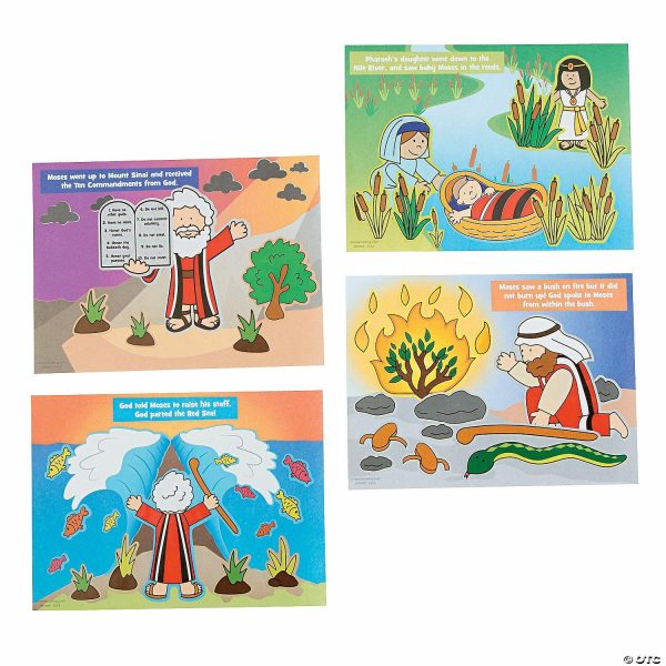 Sticker Scenes |  6 1/2″ x 4 3 4″ Bulk 48 Pc. Mini Stories of Moses Paper Sticker Scenes Crafts for Kids Sticker Scenes