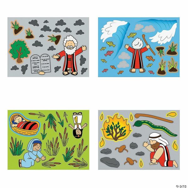 Sticker Scenes |  6 1/2″ x 4 3 4″ Bulk 48 Pc. Mini Stories of Moses Paper Sticker Scenes Crafts for Kids Sticker Scenes