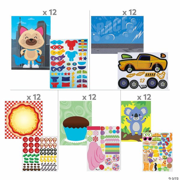 Sticker Scenes |  Bulk 60 Pc. Mini Sticker Scene Assortment Kit Crafts for Kids Sticker Scenes