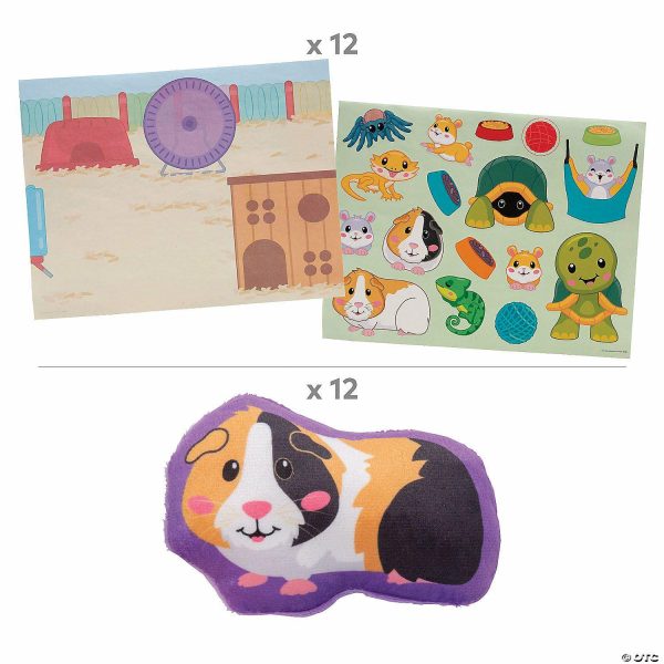 Sticker Scenes |  Classroom Pets Sticker Scene & Stuffed Plush – for 12 Crafts for Kids Sticker Scenes