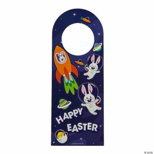 Sticker Scenes |  Easter Space Bunny Doorknob Hanger Sticker Scenes – 12 Pc. Crafts for Kids Sticker Scenes