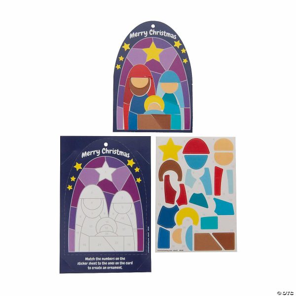 Sticker Scenes |  Nativity Sticker by Number Christmas Ornament Handouts – 12 Pc. Crafts for Kids Sticker Scenes