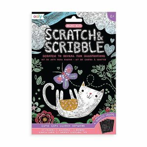 Sticker Scenes |  OOLY Mini Scratch & Scribble Art Kit: Cutie Cats Crafts for Kids Sticker Scenes