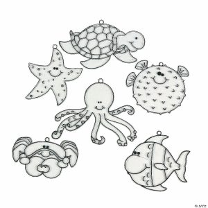 Suncatcher Crafts |  4″ Under the Sea Animal-Shaped Clear Plastic Suncatchers – 24 Pc. Crafts for Kids Suncatcher Crafts